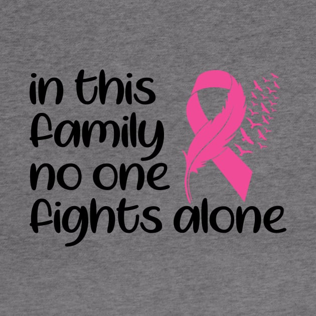 In This Family Nobody Fights Alone Breast Cancer Awareness Pink Cancer Ribbon Support by Color Me Happy 123